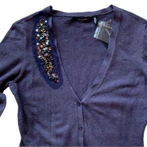 NWT embellished purple cardigan sweater Daisy Fuentes size Medium